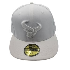 New Era NFL Houston Texans All White Fitted Hat Size 7 1/8